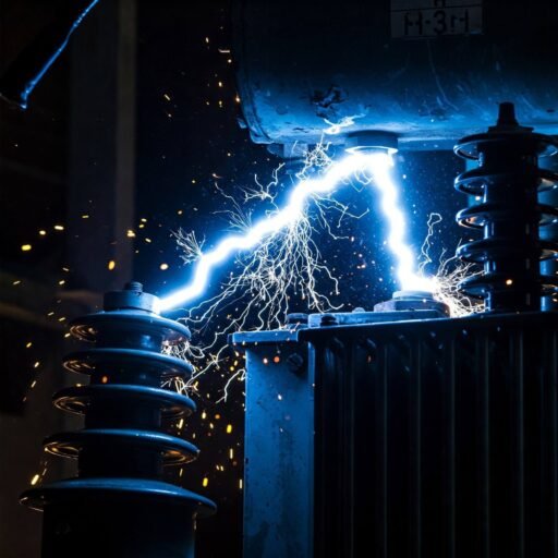 Arcing transformer, illustrating severe electrical damage for assessment