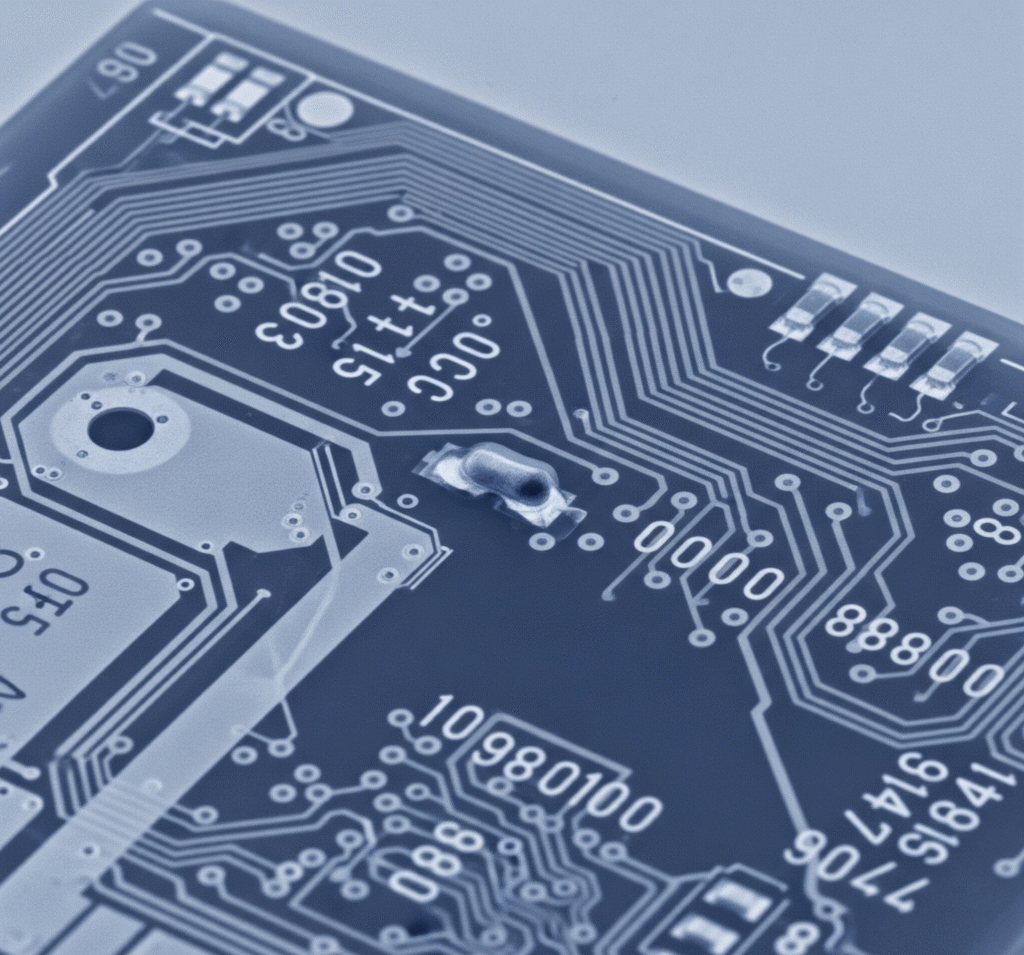 An electronic printed circuit board showing a Short Circuit