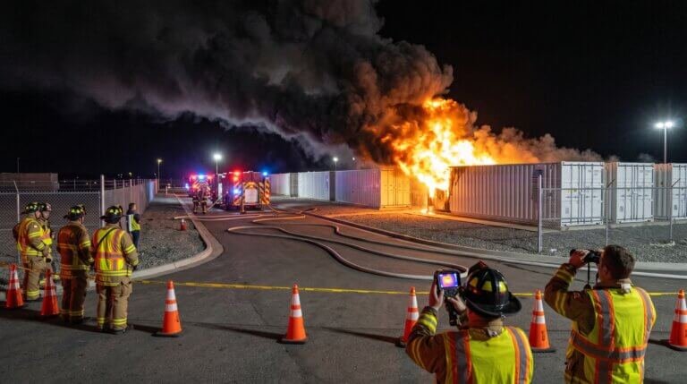 Bess fire at night time from distance