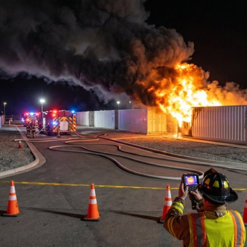Bess fire at night time from distance